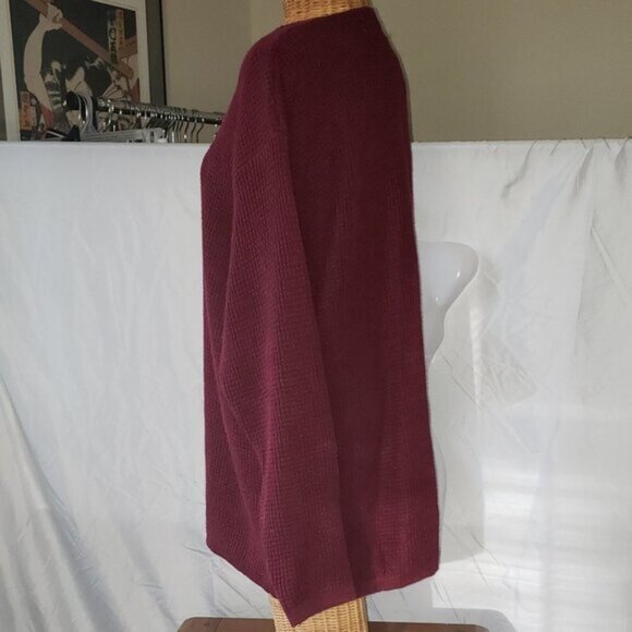 Men's STRUCTURE Waffle Knit Sweater in Burgundy - XL - Picture 2 of 4